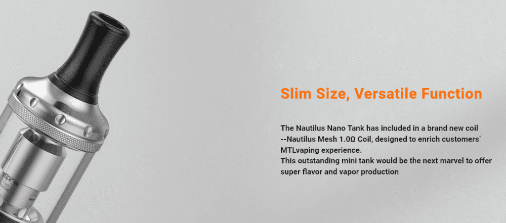 Utilising the Nautilus Mesh 1.0 ohm coil for an excellent vape.